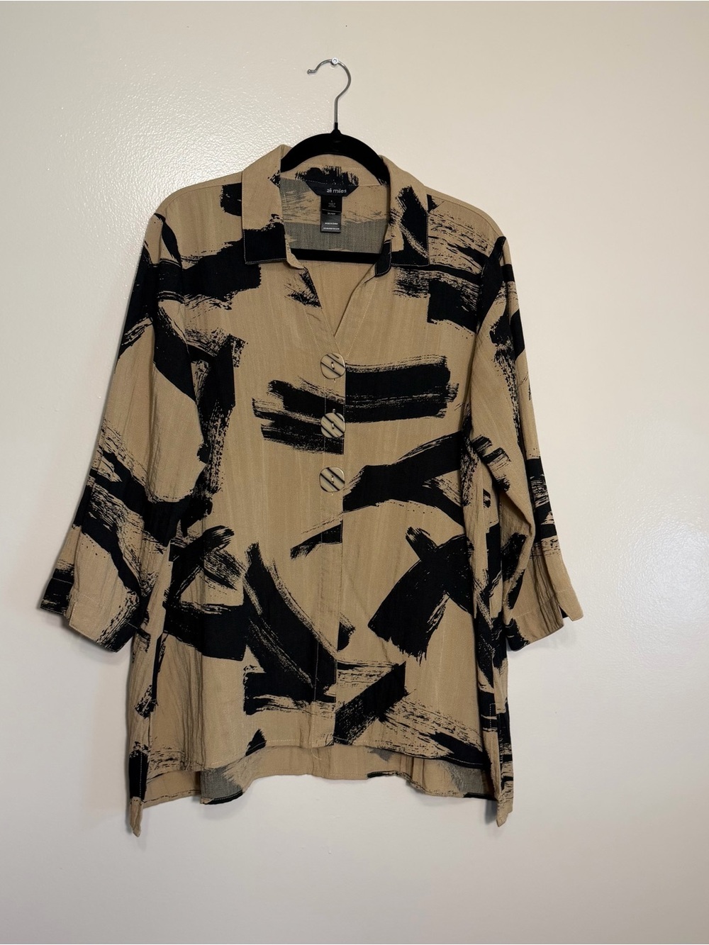Ali Miles Size Large Button Down Women’s Art To Wear Work Wear Geometric MCM